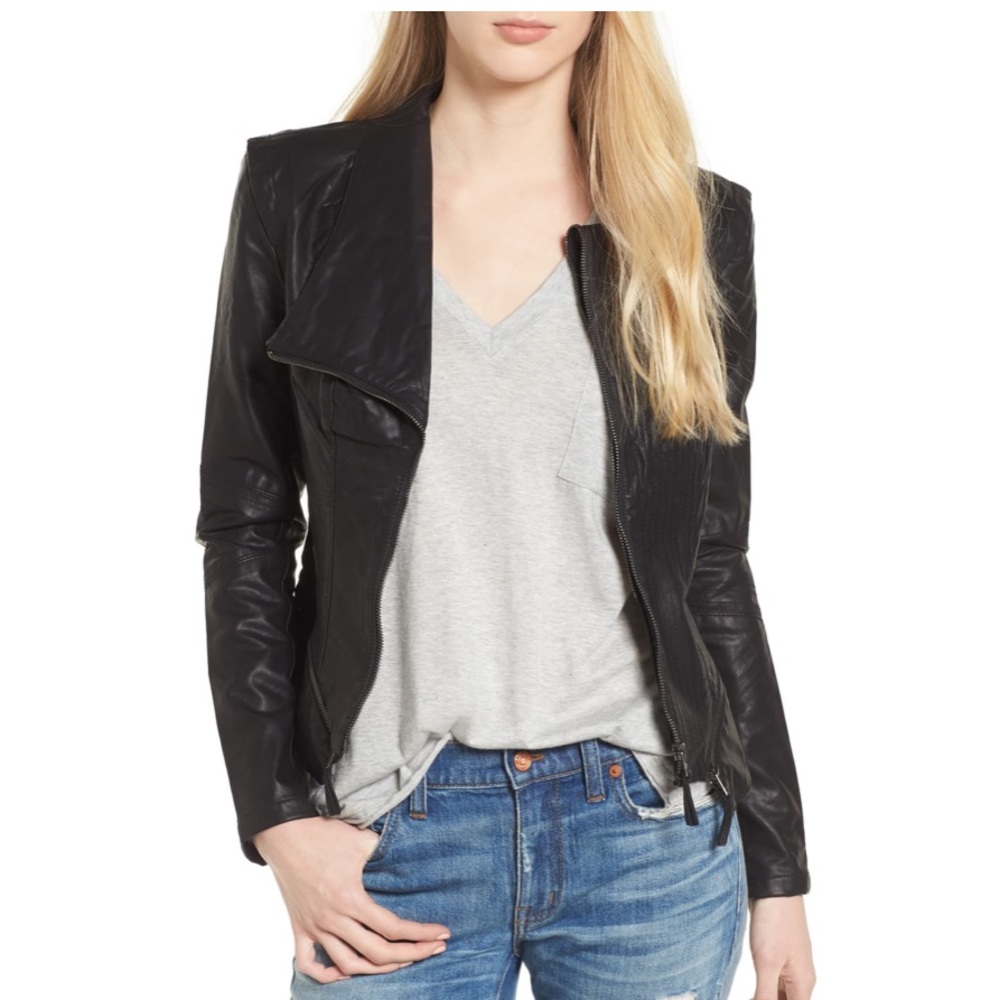 BLANKNYC Charcoal Gray Faux Leather Moto Jacket